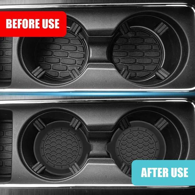 Alt view image 6 of 6 - Silicone Car Cup Holder Insert,4 Pack Non Slip Cup Holder Coasters for Cars,Spill Resistant Cup Holder Liner Protector,Vehicle Cup Holder Mats for SUV Sedan Truck Car Interior AccessoriesBlack