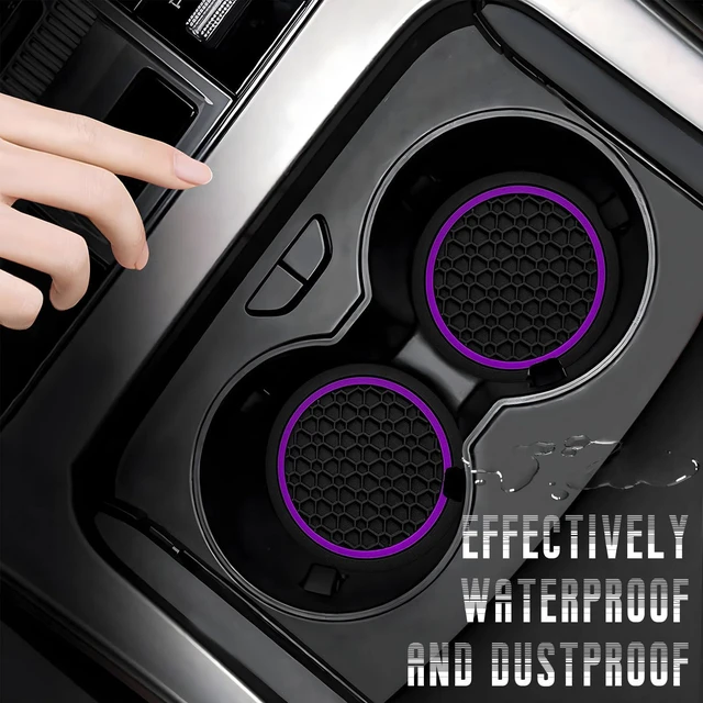 Alt view image 4 of 6 - 4PCS Car Cup Coasters, 2.75 Inch Anti-Slip Insert Auto Cup Holder Mat Dustproof Drink Pad, Waterproof Water Bottle Holder Coaster Stylish Interior Accessories for Most Vehicles (Purple)
