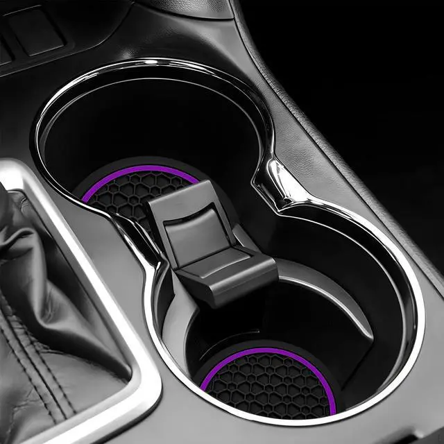 Alt view image 6 of 6 - 4PCS Car Cup Coasters, 2.75 Inch Anti-Slip Insert Auto Cup Holder Mat Dustproof Drink Pad, Waterproof Water Bottle Holder Coaster Stylish Interior Accessories for Most Vehicles (Purple)