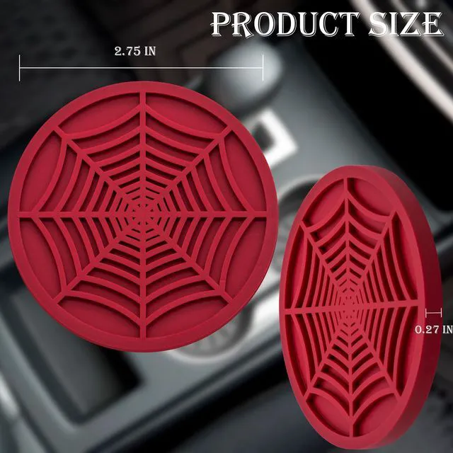 Alt view image 2 of 7 - 2PCS Car Cup Holder Coasters, 2.75 Inch Universal Non-Slip Insert Water Bottle Holder Pads, Car Interior Accessories Sets (Red)