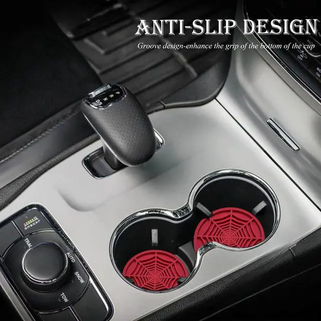 Alt view image 3 of 7 - 2PCS Car Cup Holder Coasters, 2.75 Inch Universal Non-Slip Insert Water Bottle Holder Pads, Car Interior Accessories Sets (Red)