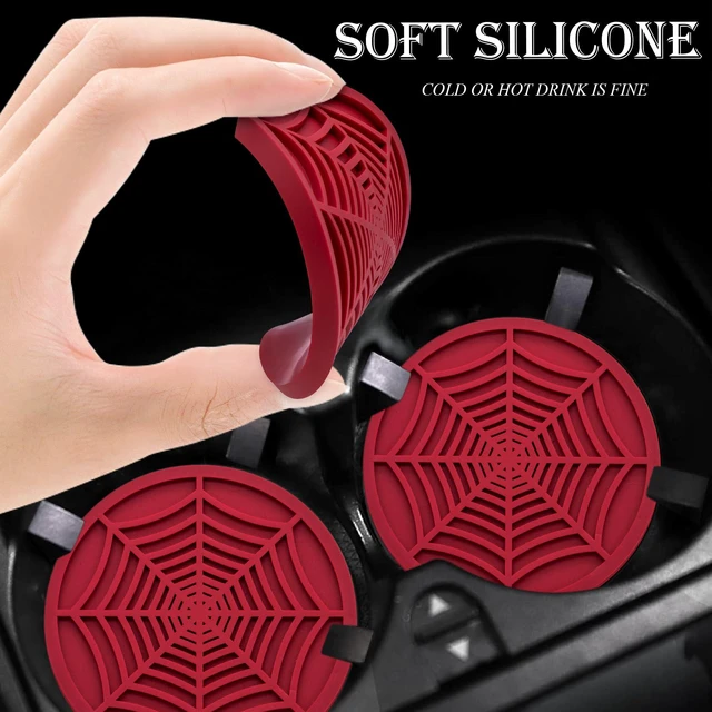 Alt view image 4 of 7 - 2PCS Car Cup Holder Coasters, 2.75 Inch Universal Non-Slip Insert Water Bottle Holder Pads, Car Interior Accessories Sets (Red)