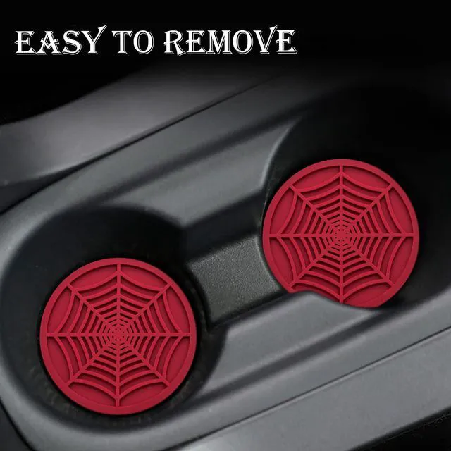 Alt view image 6 of 7 - 2PCS Car Cup Holder Coasters, 2.75 Inch Universal Non-Slip Insert Water Bottle Holder Pads, Car Interior Accessories Sets (Red)
