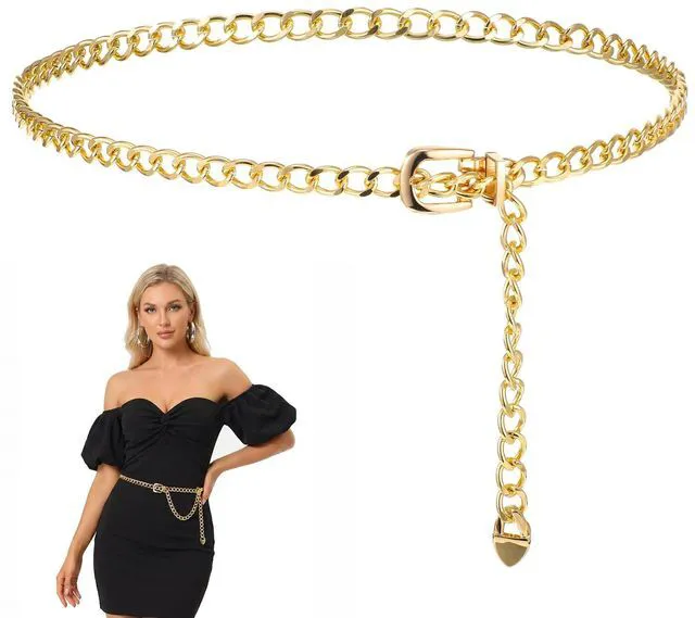 Main image of Chain Belt for Women, Adjustable Gold Chain Belt Fashion Metal Waist Chains Belts for Dress Jeans Body Link Waist Chain