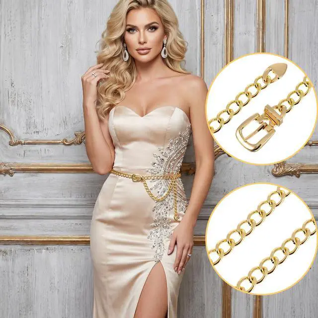 Alt view image 6 of 7 - Chain Belt for Women, Adjustable Gold Chain Belt Fashion Metal Waist Chains Belts for Dress Jeans Body Link Waist Chain