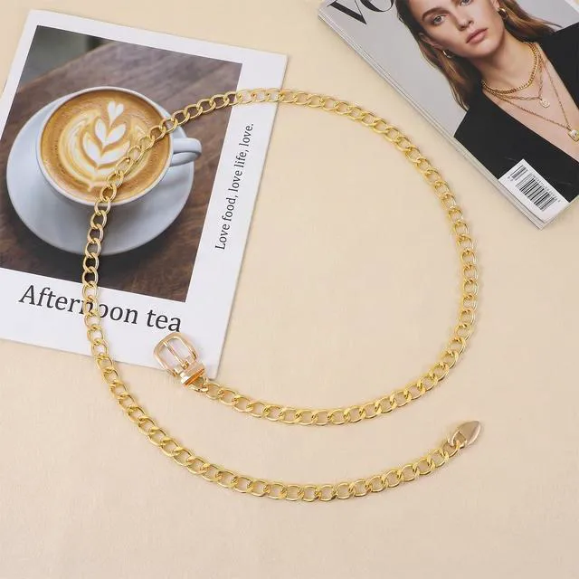 Alt view image 7 of 7 - Chain Belt for Women, Adjustable Gold Chain Belt Fashion Metal Waist Chains Belts for Dress Jeans Body Link Waist Chain