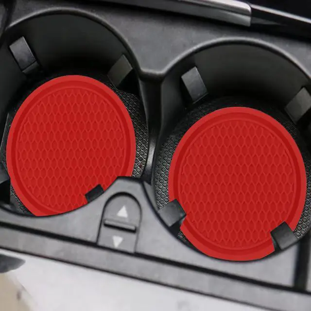 Alt view image 4 of 5 - Car Cup Coaster, 4PCS Universal Auto Non-Slip Cup Holder Embedded in Ornaments Coaster, Car Interior Accessories Sets, Red