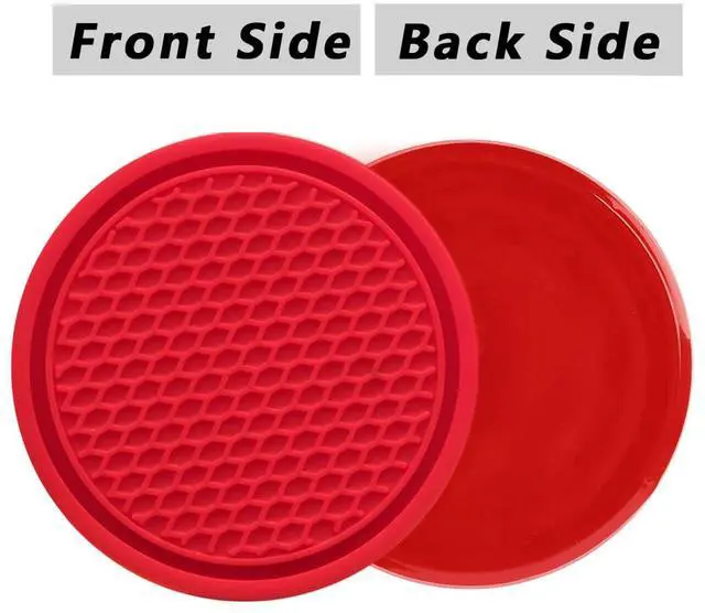 Alt view image 5 of 5 - Car Cup Coaster, 4PCS Universal Auto Non-Slip Cup Holder Embedded in Ornaments Coaster, Car Interior Accessories Sets, Red