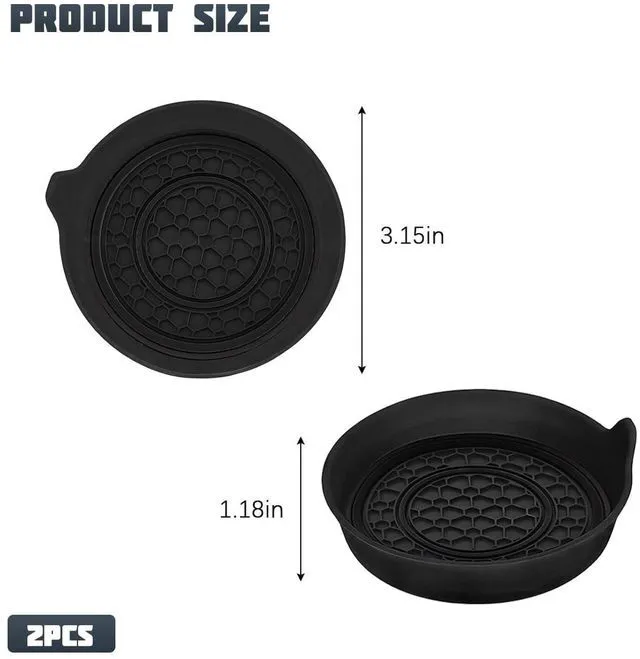 Alt view image 2 of 6 - Car Cup Holder Coaster, 2PCS Silicone Insert Anti-Slip Shockproof Insulation Vehicle Drink Mat, Embedded Automotive Interior Water Bottle Holder Pad, Universal for Truck SUV Sedan (Black)