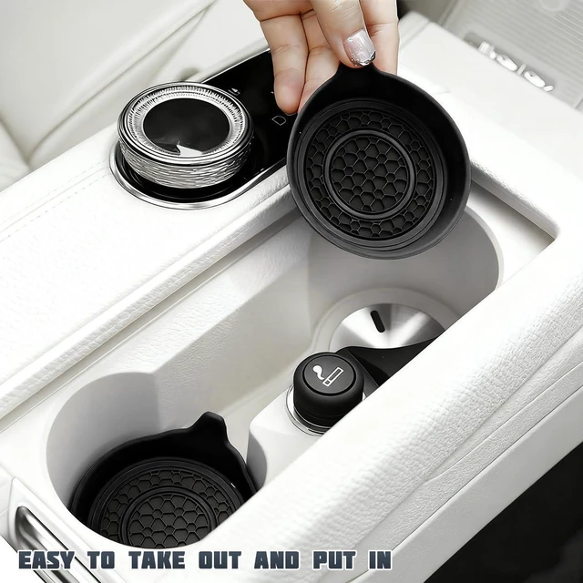 Alt view image 3 of 6 - Car Cup Holder Coaster, 2PCS Silicone Insert Anti-Slip Shockproof Insulation Vehicle Drink Mat, Embedded Automotive Interior Water Bottle Holder Pad, Universal for Truck SUV Sedan (Black)