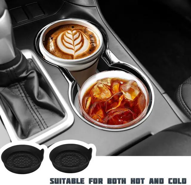 Alt view image 5 of 6 - Car Cup Holder Coaster, 2PCS Silicone Insert Anti-Slip Shockproof Insulation Vehicle Drink Mat, Embedded Automotive Interior Water Bottle Holder Pad, Universal for Truck SUV Sedan (Black)