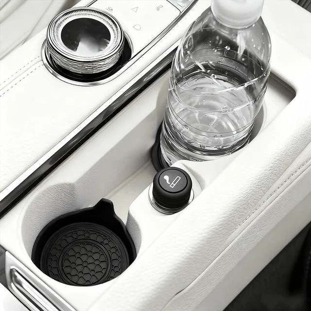 Alt view image 6 of 6 - Car Cup Holder Coaster, 2PCS Silicone Insert Anti-Slip Shockproof Insulation Vehicle Drink Mat, Embedded Automotive Interior Water Bottle Holder Pad, Universal for Truck SUV Sedan (Black)