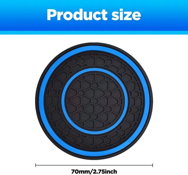 Alt view image 2 of 6 - 2 PCS Car Cup Holder Coaster,Car Coasters Cup Mats,2.75 Inch Universal Car Cup Coasters,Non-Slip Anti Dust Mats Cup Holder Insert Coaster, Suitable for Most Car Interior (Blue)