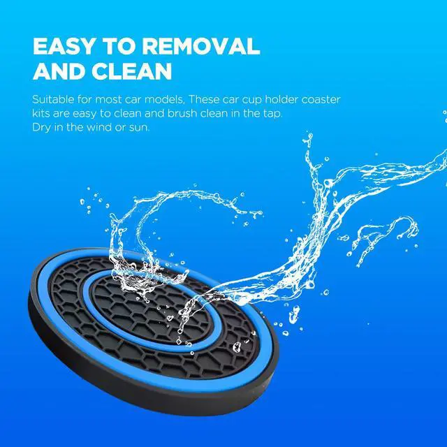 Alt view image 3 of 6 - 2 PCS Car Cup Holder Coaster,Car Coasters Cup Mats,2.75 Inch Universal Car Cup Coasters,Non-Slip Anti Dust Mats Cup Holder Insert Coaster, Suitable for Most Car Interior (Blue)