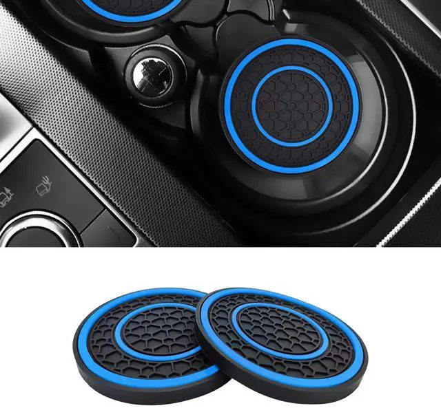 Alt view image 5 of 6 - 2 PCS Car Cup Holder Coaster,Car Coasters Cup Mats,2.75 Inch Universal Car Cup Coasters,Non-Slip Anti Dust Mats Cup Holder Insert Coaster, Suitable for Most Car Interior (Blue)