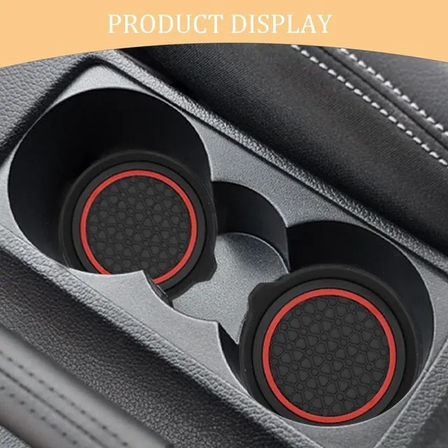 Alt view image 4 of 6 - 2PCS Car Cup Holder Coaster, Silicone Non-Slip Vehicle Cup Recessed Mats, Waterproof Sift-Proof Automotive Interior Insulation Drink Insert Pads, Universal Fit (Red/Black)