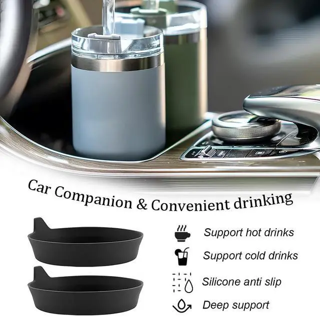 Alt view image 5 of 6 - 2PCS Car Cup Holder Coaster, Silicone Non-Slip Vehicle Cup Recessed Mats, Waterproof Sift-Proof Automotive Interior Insulation Drink Insert Pads, Universal Fit (Red/Black)