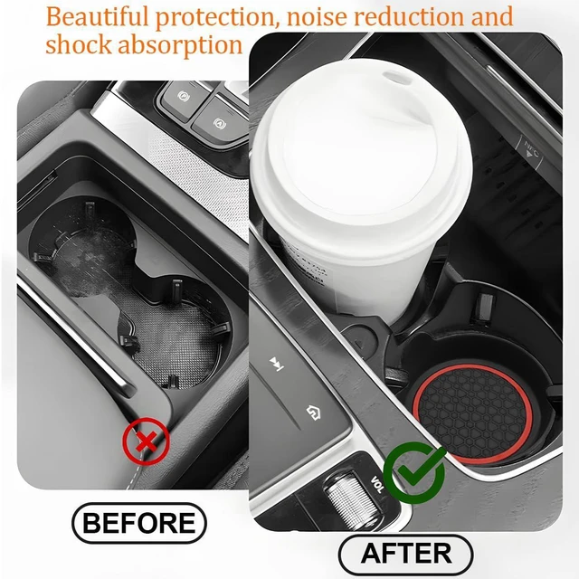 Alt view image 6 of 6 - 2PCS Car Cup Holder Coaster, Silicone Non-Slip Vehicle Cup Recessed Mats, Waterproof Sift-Proof Automotive Interior Insulation Drink Insert Pads, Universal Fit (Red/Black)