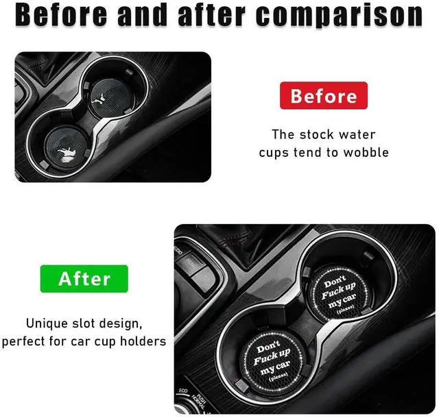 Alt view image 5 of 6 - 2 PCS Bling Car Cup Coaster, 2.75 Inch Anti-Slip Cup Holder Insert Coasters, Crystal Rhinestone Auto Drink Car Cup Mat for Women Girls, Universal Interior Car Accessories (Black)
