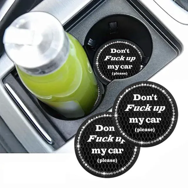 Alt view image 6 of 6 - 2 PCS Bling Car Cup Coaster, 2.75 Inch Anti-Slip Cup Holder Insert Coasters, Crystal Rhinestone Auto Drink Car Cup Mat for Women Girls, Universal Interior Car Accessories (Black)