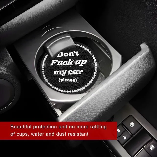 Alt view image 4 of 6 - 4 PCS Bling Car Cup Holder Coasters, 2.75 Inch Crystal Rhinestone Auto Cup Holder Mat Anti-Slip Drink Pad, Universal Vehicle Interior Water Bottle Pad for Women Men (Black)