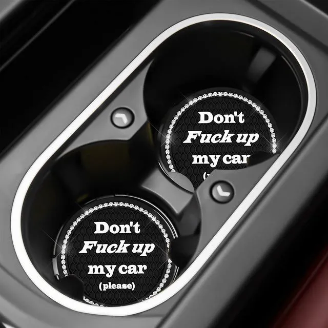 Alt view image 6 of 6 - 4 PCS Bling Car Cup Holder Coasters, 2.75 Inch Crystal Rhinestone Auto Cup Holder Mat Anti-Slip Drink Pad, Universal Vehicle Interior Water Bottle Pad for Women Men (Black)