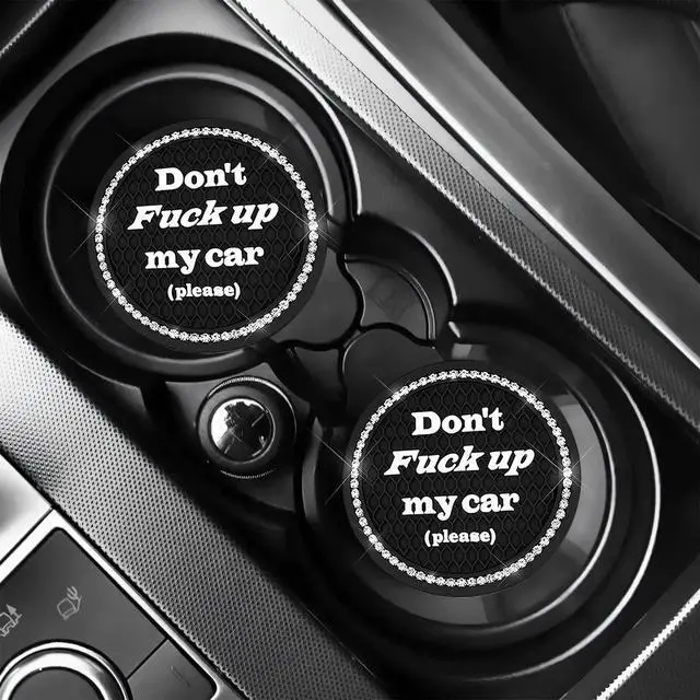 Alt view image 5 of 6 - 4 PCS Bling Car Cup Holder Coasters, 2.75 Inch Crystal Rhinestone Auto Cup Holder Mat Anti-Slip Drink Pad, Universal Vehicle Interior Water Bottle Pad for Women Men (Black)