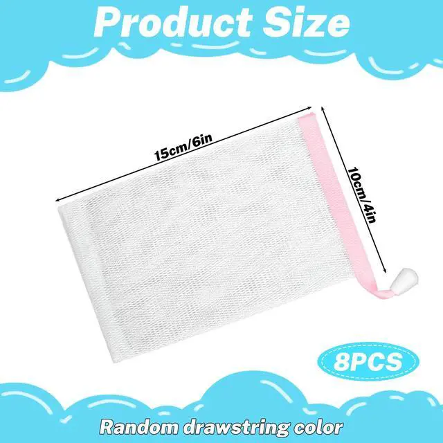 Alt view image 2 of 7 - 8 Pcs Soap Bags, Mesh Foaming Soap Bar Bag with Drawstring for Bath Shower (Assorted Colors)