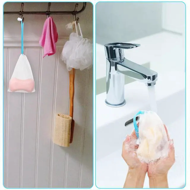 Alt view image 7 of 7 - 8 Pcs Soap Bags, Mesh Foaming Soap Bar Bag with Drawstring for Bath Shower (Assorted Colors)