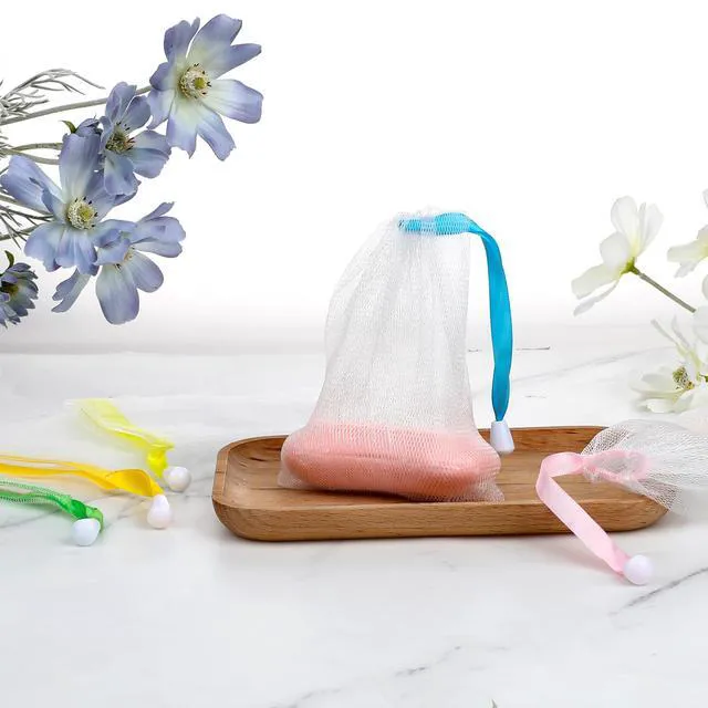 Alt view image 5 of 7 - 8 Pcs Soap Bags, Mesh Foaming Soap Bar Bag with Drawstring for Bath Shower (Assorted Colors)