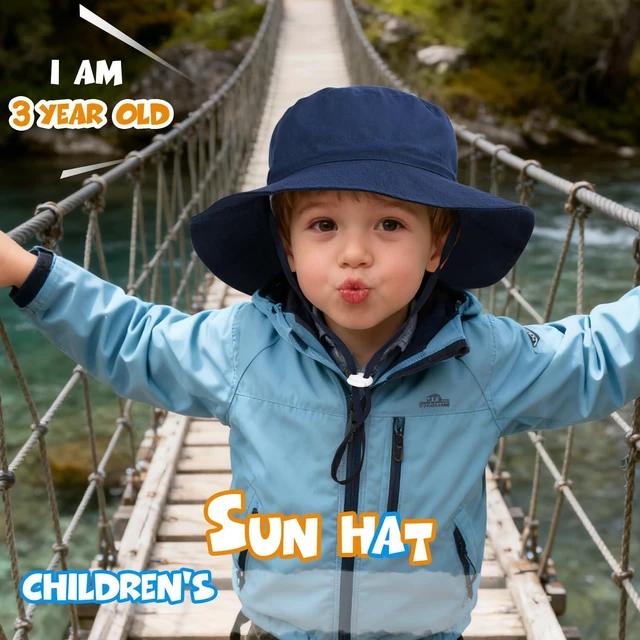 Alt view image 3 of 7 - Baby Toddler Sun Hat,Boys Girls Adjustable Bucket Hat for Kids UPF 50+ Sun Protective Child Summer Beach Hats 2-5 Years Navy