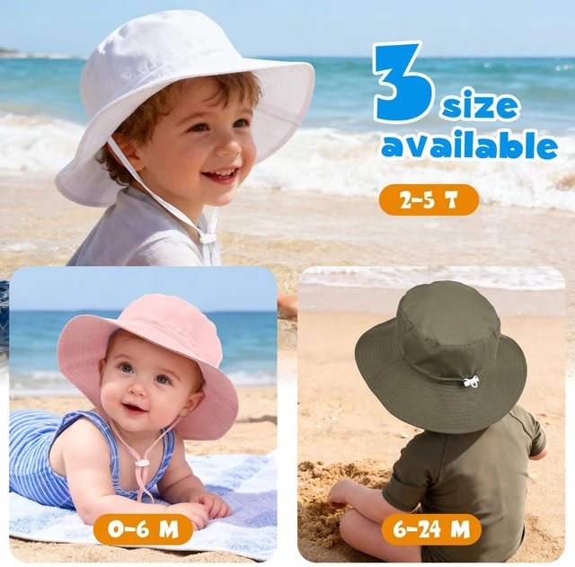 Alt view image 7 of 7 - Baby Toddler Sun Hat,Boys Girls Adjustable Bucket Hat for Kids UPF 50+ Sun Protective Child Summer Beach Hats 2-5 Years Navy