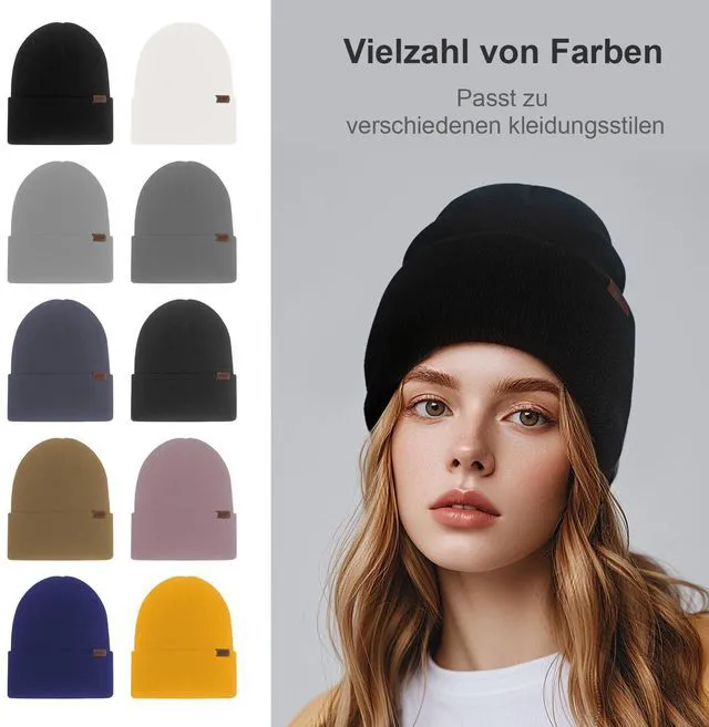 Alt view image 6 of 7 - Unisex Knit Cuffed Beanie Hat, Plain Skull Cap Lightweight for Daily Wear | Multicolor unisex knit beanie, stretchy & breathable, lightweight design for allseason daily & outdoor wear