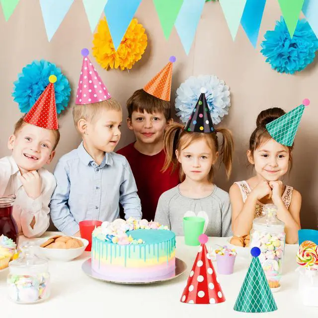 Alt view image 3 of 7 - 10 PCS Colorful Mini Party Hats for Stuffed Animals Cute Tiny Birthday Party Paper Cone Hats with Pom Poms for Kids Baby Boys Girls Pets Birthday Decorations Supplies