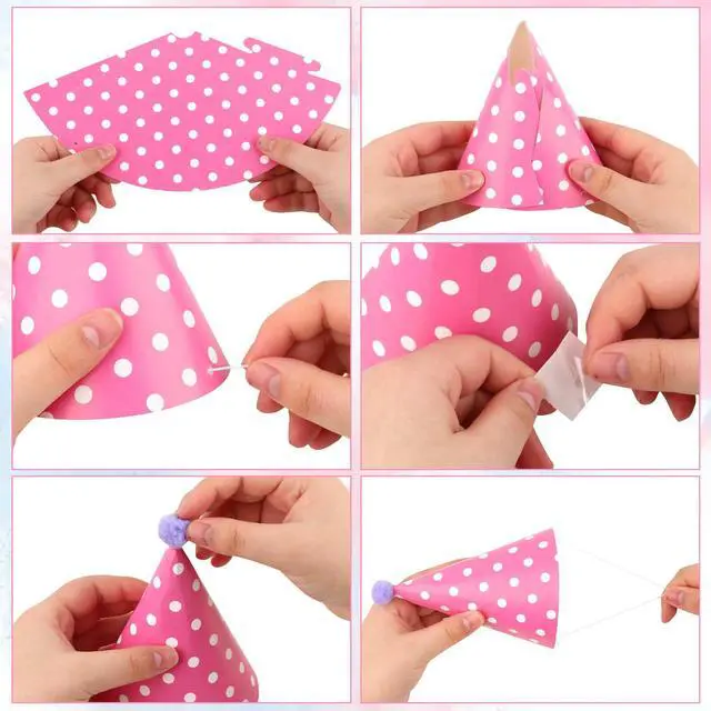 Alt view image 7 of 7 - 10 PCS Colorful Mini Party Hats for Stuffed Animals Cute Tiny Birthday Party Paper Cone Hats with Pom Poms for Kids Baby Boys Girls Pets Birthday Decorations Supplies