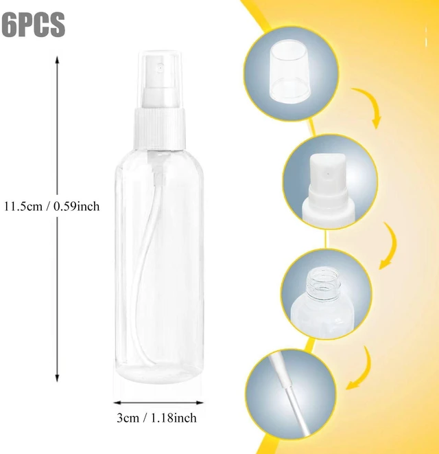 Alt view image 2 of 7 - MUUZLL Spray Bottles 6 pcs, Refillable Cosmetic Spray Bottles, Small Refillable Liquid Containers, 2oz/50ml Clear Empty Fine Mist Plastic Mini Travel Bottle
