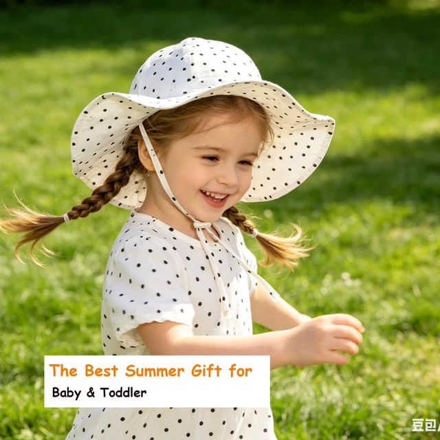 Alt view image 4 of 7 - Baby Girl Sun Hat with UPF 50+ Outdoor Adjustable Toddler Beach Hat with Wide Brim Bucket Hats for Kids 6-24 Months