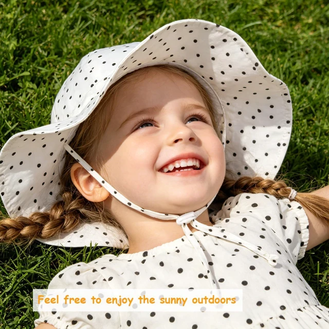 Alt view image 3 of 7 - Baby Girl Sun Hat with UPF 50+ Outdoor Adjustable Toddler Beach Hat with Wide Brim Bucket Hats for Kids 6-24 Months