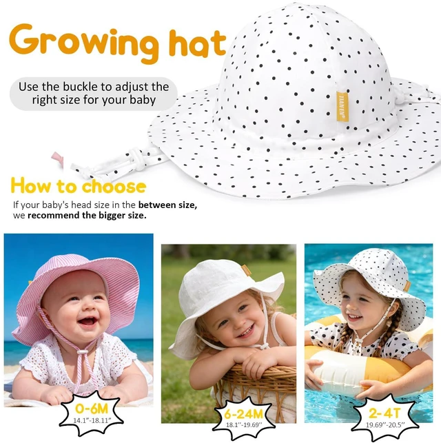 Alt view image 6 of 7 - Baby Girl Sun Hat with UPF 50+ Outdoor Adjustable Toddler Beach Hat with Wide Brim Bucket Hats for Kids 6-24 Months