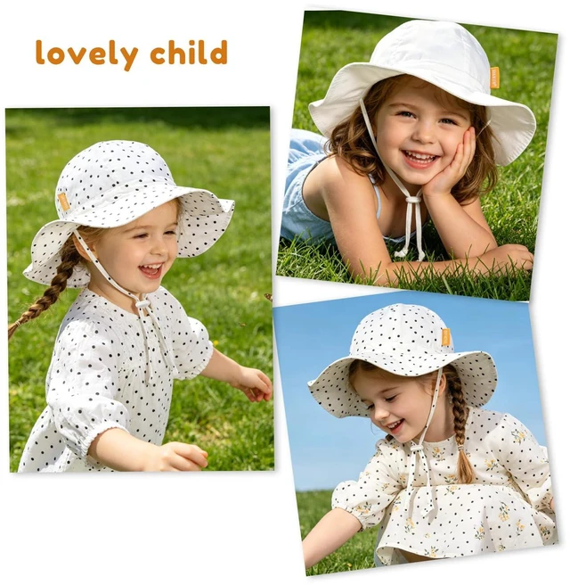 Alt view image 7 of 7 - Baby Girl Sun Hat with UPF 50+ Outdoor Adjustable Toddler Beach Hat with Wide Brim Bucket Hats for Kids 6-24 Months