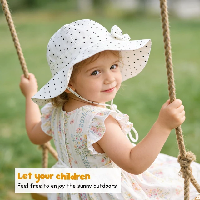 Alt view image 3 of 7 - Baby Girl Sun Hat with UPF 50+ Outdoor Adjustable Beach Hat with Wide Brim Bucket Hats (0-6 Months)