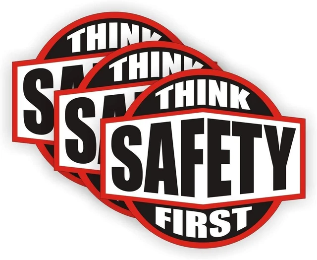Main image of Graphics Think Safety First Hard Hat Sticker/Helmet Decal Label Lunch Tool Box