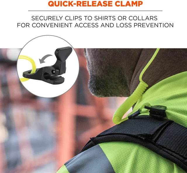 Alt view image 3 of 7 - Ergodyne Coiled Lanyard with Clamp End, No Snag Design, Easily Attaches to Hard Hat, Tools, or Small Valuables, Weight Capacity 2lbs, Ergodyne Squids 3158, Black