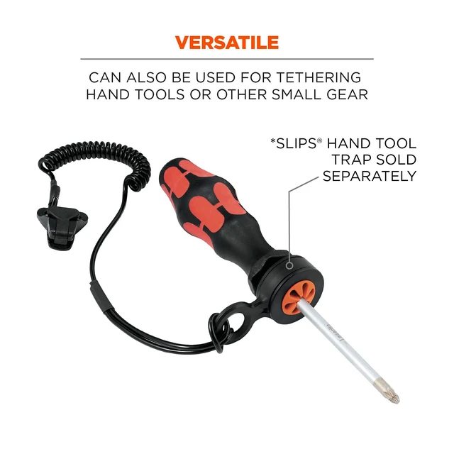 Alt view image 5 of 7 - Ergodyne Coiled Lanyard with Clamp End, No Snag Design, Easily Attaches to Hard Hat, Tools, or Small Valuables, Weight Capacity 2lbs, Ergodyne Squids 3158, Black