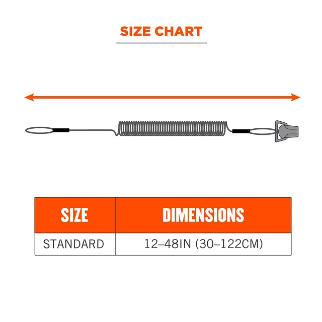 Alt view image 6 of 7 - Ergodyne Coiled Lanyard with Clamp End, No Snag Design, Easily Attaches to Hard Hat, Tools, or Small Valuables, Weight Capacity 2lbs, Ergodyne Squids 3158, Black