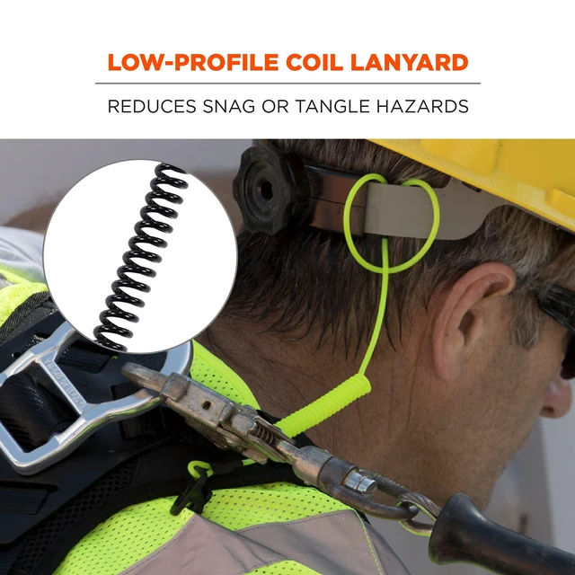 Alt view image 4 of 7 - Ergodyne Coiled Lanyard with Clamp End, No Snag Design, Easily Attaches to Hard Hat, Tools, or Small Valuables, Weight Capacity 2lbs, Ergodyne Squids 3158, Black