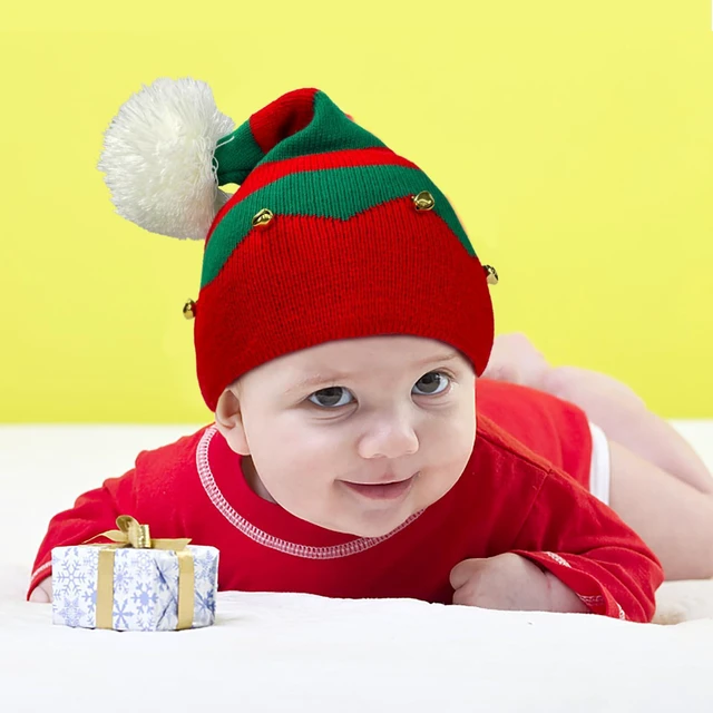 Alt view image 4 of 7 - Asikkon Christmas Elf Knit Hat for Toddler, Beanie Knitted Xmas Hats with Jingle Bells for Kids 1 to 6 Years Old Children