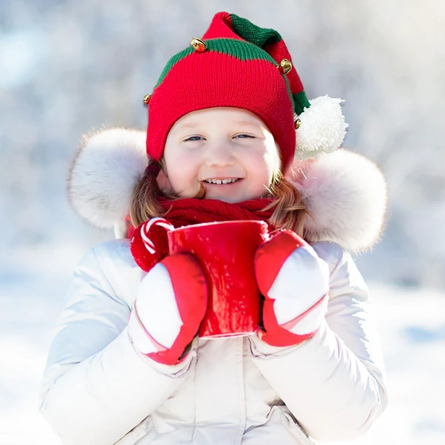 Alt view image 5 of 7 - Asikkon Christmas Elf Knit Hat for Toddler, Beanie Knitted Xmas Hats with Jingle Bells for Kids 1 to 6 Years Old Children