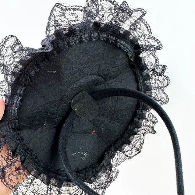 Alt view image 3 of 3 - Zhzrche Halloween Witch Hat Headband Cute Witch Feather Headpiece for Halloween Costume Dress up Masquerade Supplies (Black)