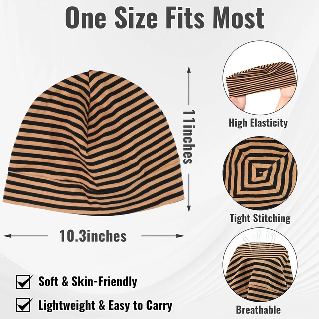 Alt view image 3 of 7 - Qearl 3 Pcs Cotton Skull Caps Beanie Sleeping Hats for Men Women Multicolor | Lightweight, Soft & Breathable, Helmet Liner for Cycling & Running
